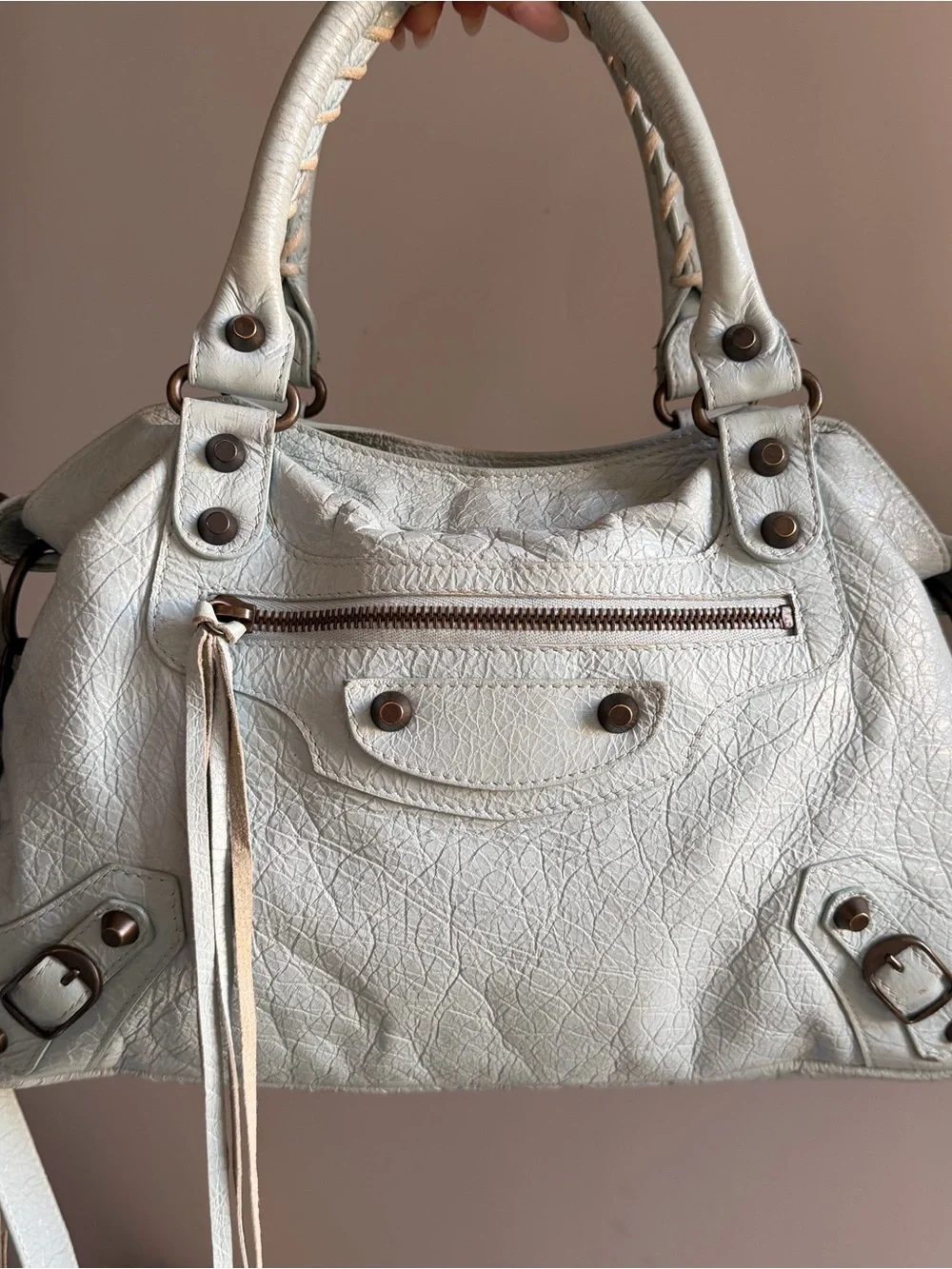 Authentic Balenciaga town bag in icy blue color - Picture 3 of 11